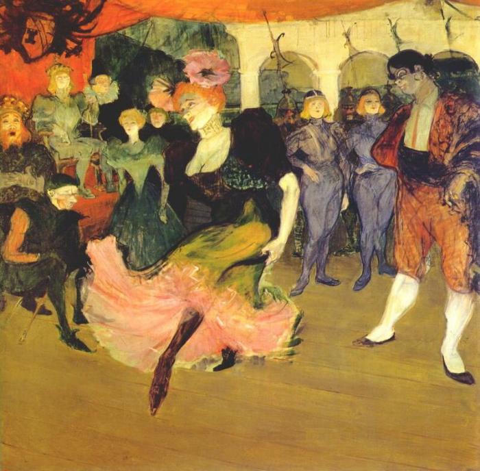 Анри Тулуз-Лотрек. Марсель Лендер, танцующая болеро в оперетте Хильперик. 1895