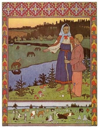 Иллюстрация к сказке «сестрица аленушка и братец иванушка» работы ивана билибина