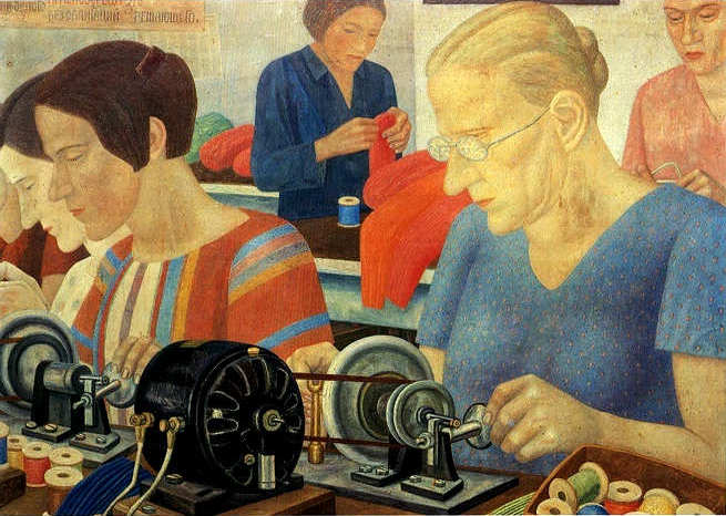 Фил Рабочие рекодсмены на фаб Красная заря 1931 (655x466, 59Kb)