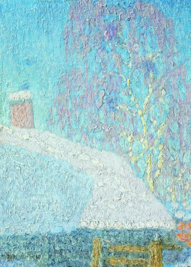Мартовский мороз. 1900-еКартон, масло. 32 x 24 см