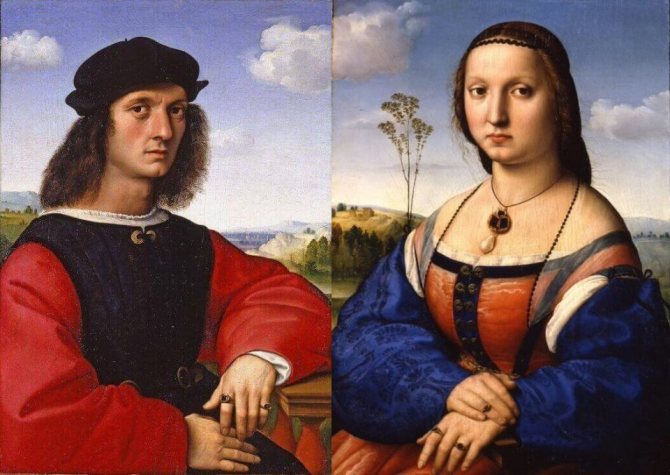 Рафаэль. Портреты Аньоло Дони и Маддалены Строцци. 1506 г. Палаццо Питти, Флоренция, Италия